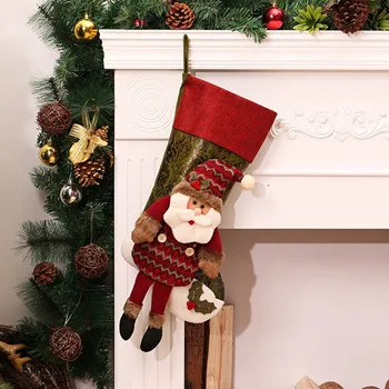 Santa Claus Рождественские чулки Санта-Клаус Снеговик Рождественский подарок сумки натальные кулон Рождественский мешок украшения для елки держатели для подарков - Цвет: Santa Claus