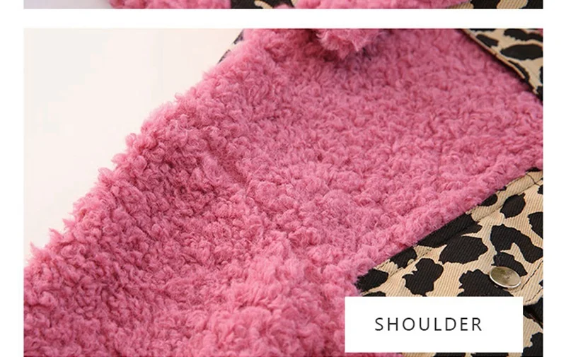 COOTELILI Warm Fur Kids Girls Coat Fashion Patchwork Leopard Winter Girls Jacket Children Clothes Thicken Fur Coat Pink Brown (9)