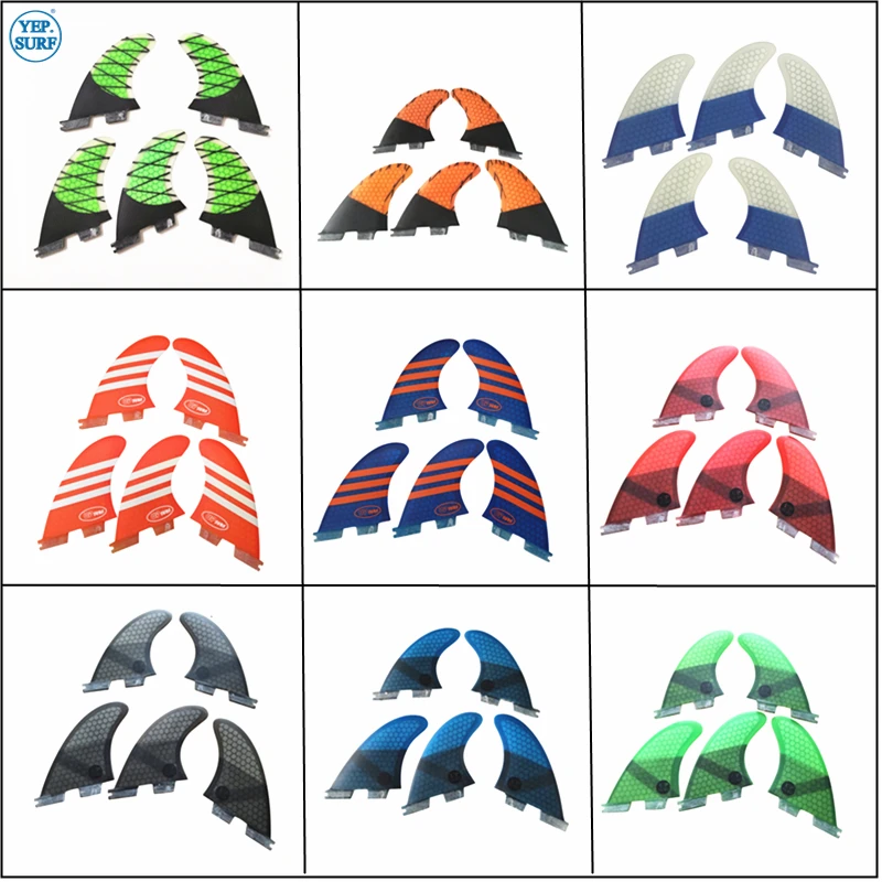 Плавники для серфинга Tri Quad FCS2 K2.1 плавник синий/зеленый/красный/оранжевый/серый