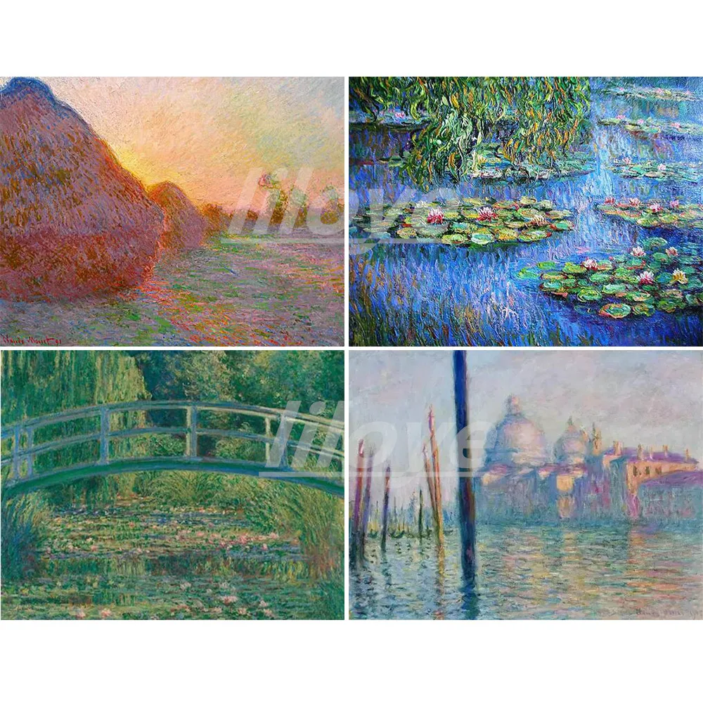 Claude DIY 5D Diamond Painting Lmpression Sunrise Full 3D Diamond Embroidery Water Lilies