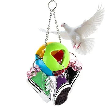 

Creative Colorful Ball Sneakers Biting Chewing Birds Toys Parrot Budgie Agapornis Cage Hammock Swing Toys Bird Cage Accessories