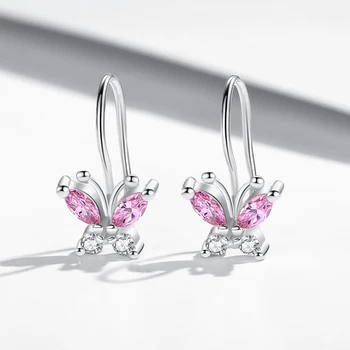 

Luxury Sparkling Crystal Cute Butterfly Earrings 925 Sterling Silver Small Hoop Earrings for Kids Baby Girls Children Jewelry