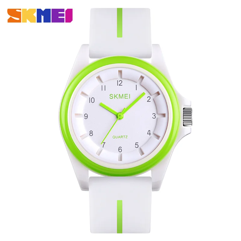 SKMEI 1578 Модные мужские и женские часы, кварцевые наручные часы, 3 бар, водонепроницаемые, персональные, цветные, силикагель, ремешок, relogio feminino - Цвет: Green