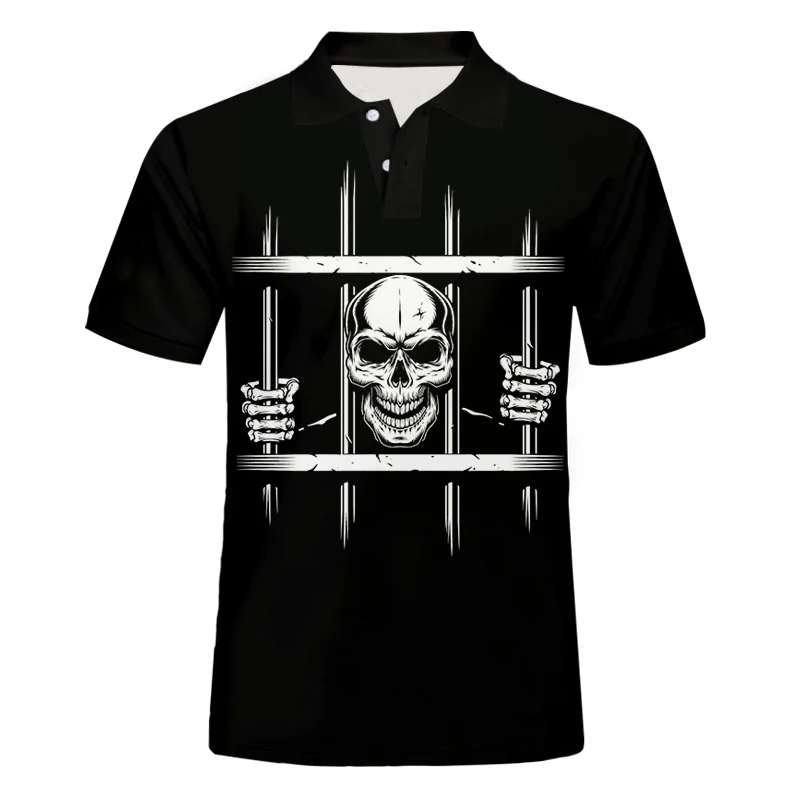 

IFPD EU/US Size Men Clothes Summer Prison Skull 3D Printed Short Sleeve Polo Shirts Plus Size Casual Hip Hop Harajuku Shirts 7XL