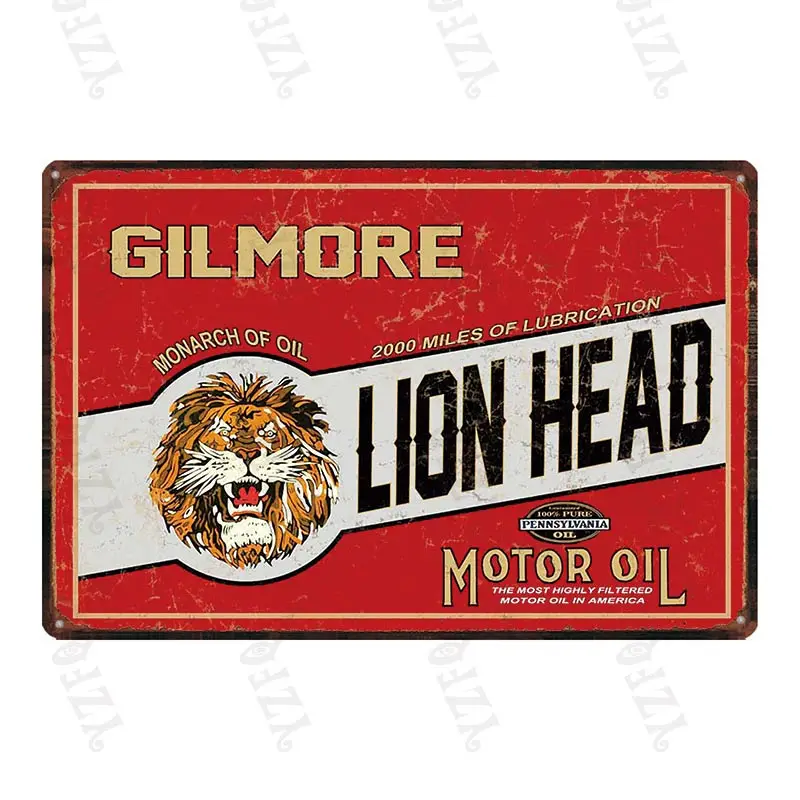 Vintage Motor Oil Metal Sign Lion Tin Plate Wall Bar Home Art Garage Gas Station Car Decor Cuadros 30X20CM DU-4106A - Color: DU-4124
