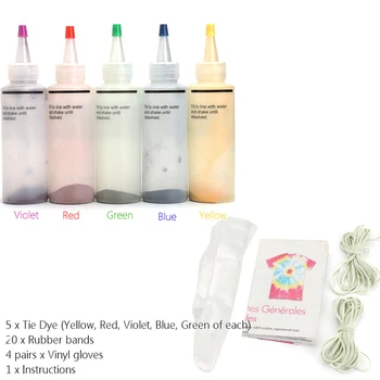 

5pcs Tulip One Step Tie Dye Kit Vibrant Fabric Textile Permanent Paint Color~