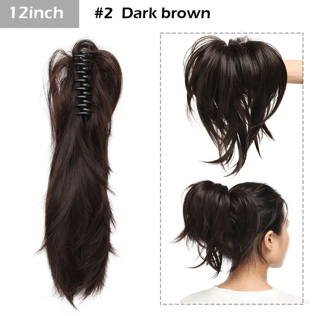S-noilite Syntheitc Big Grab Ponytail Hair Extension Claw Clip In Ponytail Extension Hair Fake Hairpiece For Women Daily Party 12-1323
