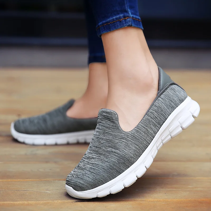 

2020 New Net Women Summer Shoes Breathable Mesh Shallow Slip on Comfortable Casual Lazy Ultra Light Large Size Female Sneakers