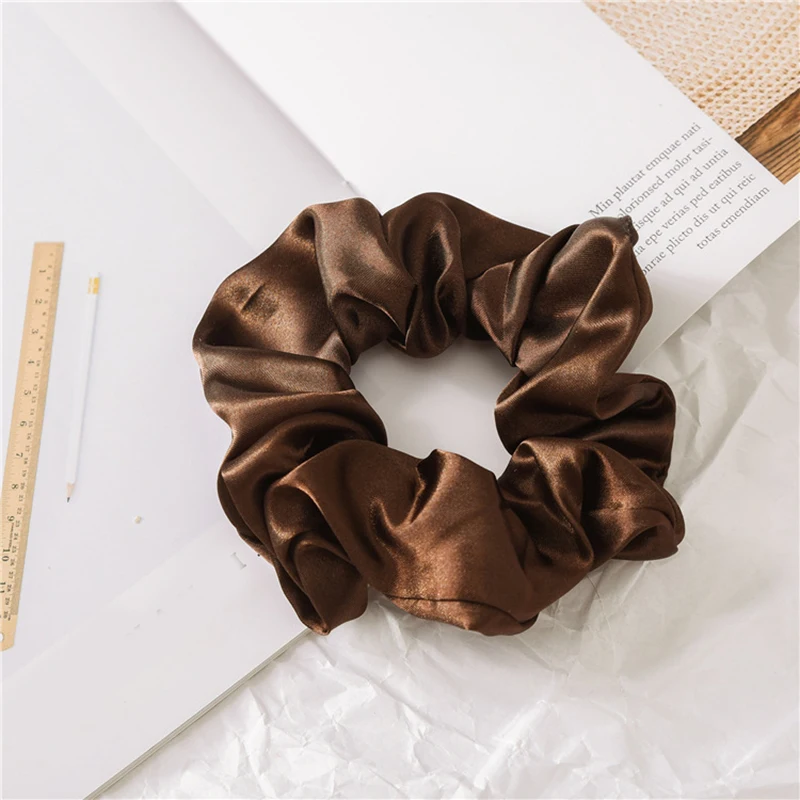 Women Silk Scrunchie Elastic Handmade Multicolor Hair Band Ponytail Holder Headband Hair Accessories 1PC Satin Silk Solid Color