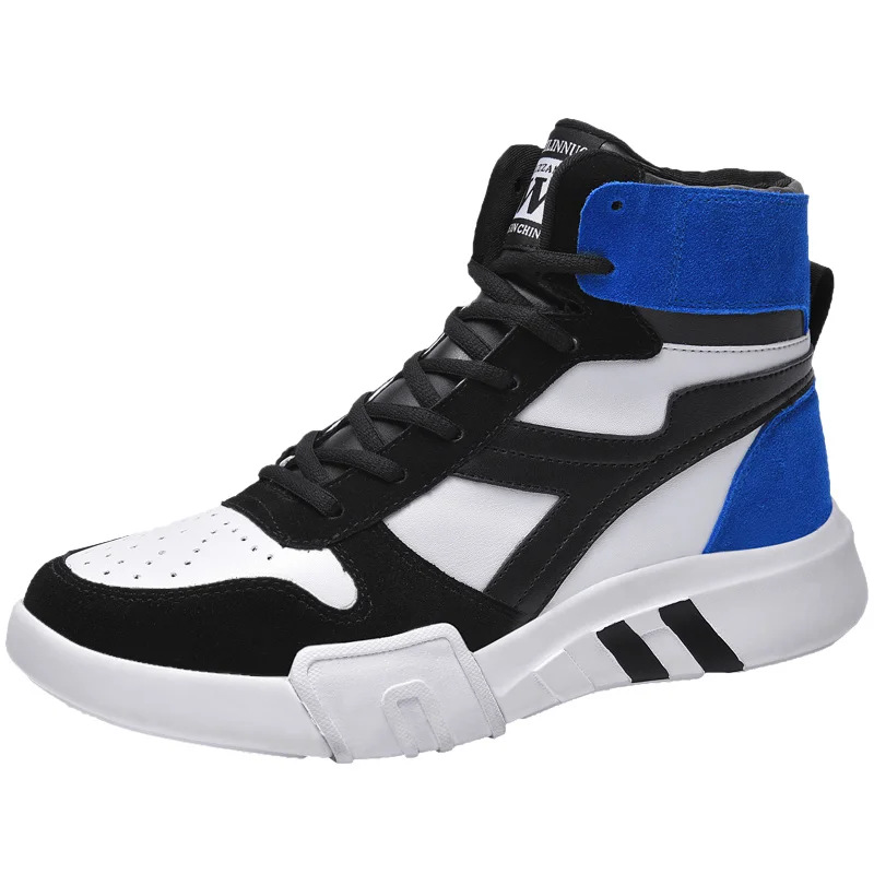 Black Blue Модные баскетбольные кроссовки с подушками, высокие дышащие Нескользящие баскетбольные кроссовки, повседневная обувь, уличная спортивная обувь - Цвет: Black Blue