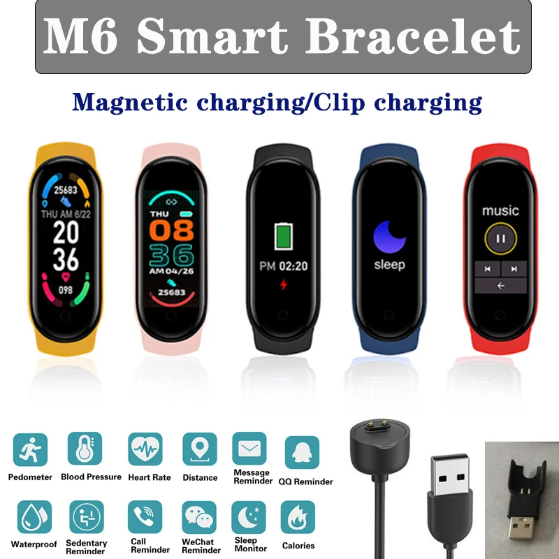 M6 Smart Bracelet Bluetooth Pedometers Fitness Tracker Sport Band Heart