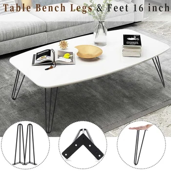 

4pcs 16 inch Metal Table Desk Legs Hairpin Furniture Legs DIY Handcrafts Furniture Home Accessories Table Legs with Floor Mat