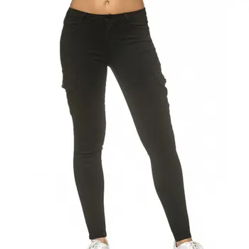 

2019 Spring Lace Up Waist Casual Women Pants Solid Pencil Pants Pockets Plus Size Straight Slim Fit Trousers Straight Leg