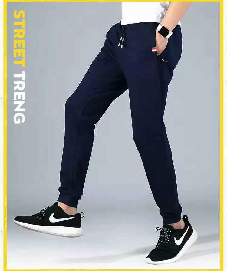 Мужская нижняя часть спортивного костюма Slim Fit бег трусцой Спортивные Штаны эластичная талия карманы на молнии