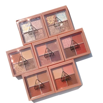 

HOT 4 Color Eyeshadow Palette Maquillaje Shiny Matte Glitter Pigment Eye Shadow Pallete Metallic Diamond Makeup Palette TSLM1