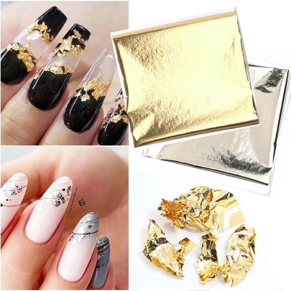 5pcs Imitation Gold Foil Flakes Gold Flakes For Nails, Art Crafts