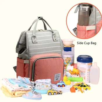 

LEQUEEN Mummy Bag USB Charging Shoulder Multifunction Large Capacity Backpack Mother and Baby Outing Travel Bag Diaper Bag
