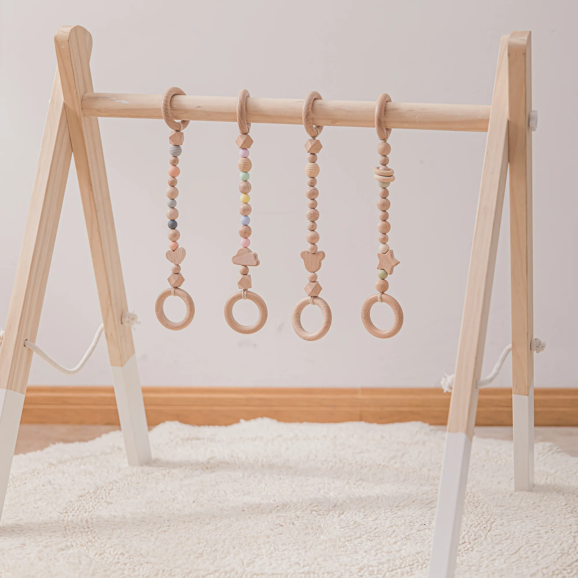 

1pc Baby Rattles Toys 0-12 Months Bed Stroller Baby Mobile Hanging Pendant Newborn Wood Teether Chain Infant Toys for Baby Gifts