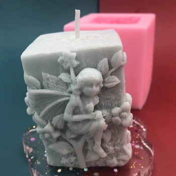 

Hot -Selling Fairy Candle Mould Angel girl Flower Soap Square Mold Cake Decoration DIY Silicone Rubber Shaped DIY Handcraft Tool
