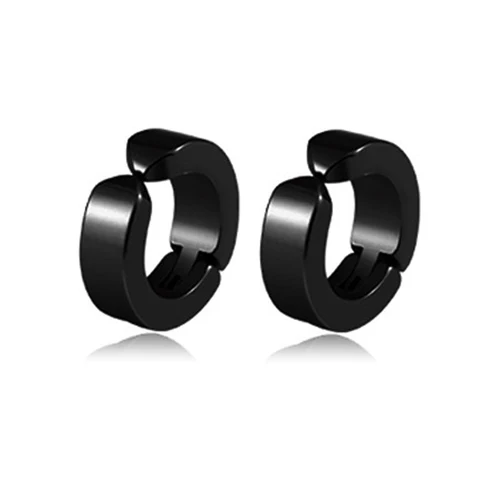 Punk Titanium Steel Ear Clip Ear Stud Earrings For Men Women Black Pierced/No Pierced Fake Ear Circle New Pop Jewelry