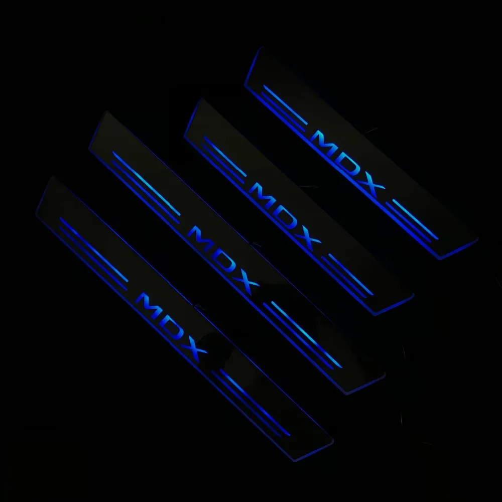 RQXR светодиодные дверные пороги пластина для Acura mdx многоцветные дверные потертости приветственные огни плоские накладки автомобильные аксессуары, 4 шт