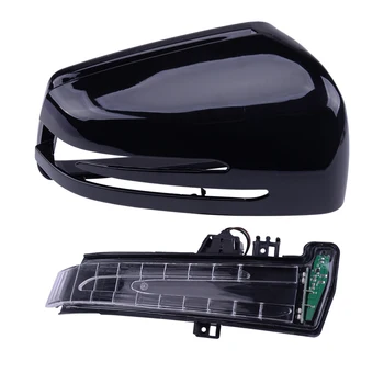

beler Glossy Black Right Wing Mirror Cover Cap&Indicator Light Lamp Fit for Mercedes-Benz W204 W212 W221 A2128100264 2129067501