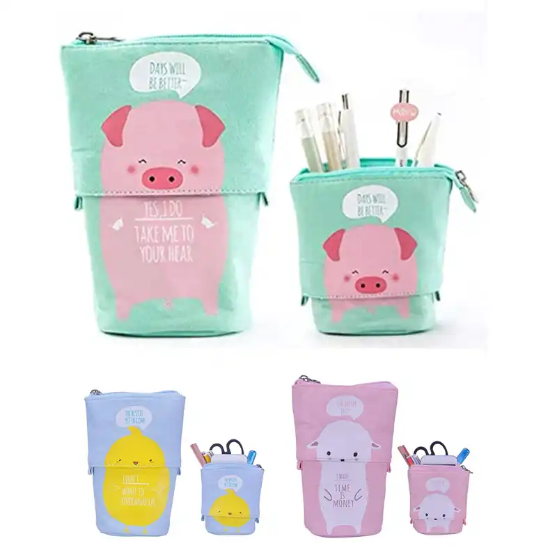 を スタンドアップ伸縮鉛筆ペンホルダーペンボックス漫画学生のための Aliexpress