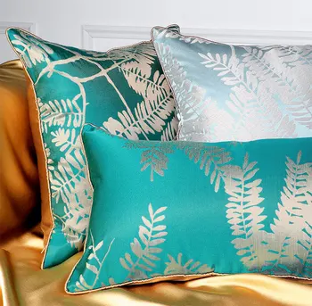 

Vintage trending pastoral green blue leaf decorative throw pillow/almofadas case 30x50 45 50,retro cushion cover home decorating