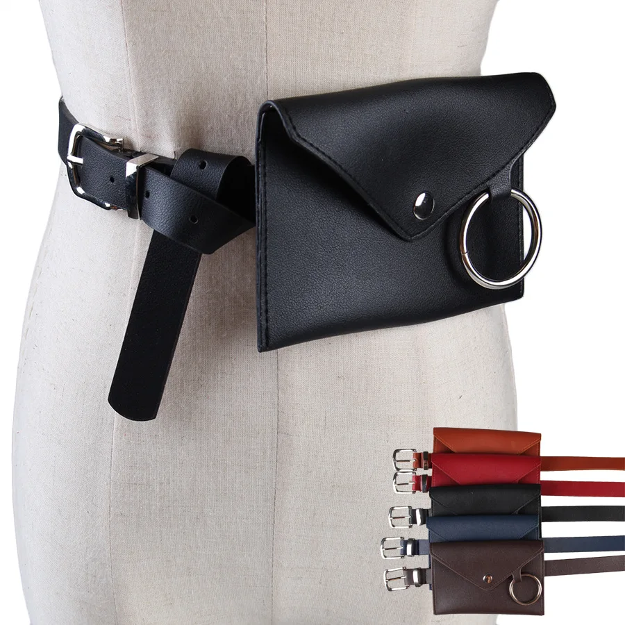 Classic Womens Waist Pack Casual PU Leather Belt Bag Vintage Waist Pouch Fanny Pack Coin Purse Luxury Round Ring Mini Phone Bag
