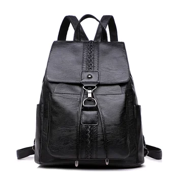 

NEW-Lady Retro Leather Backpack Lady Backpack Girl Large Capacity Travel Shoulder School Bag Girl