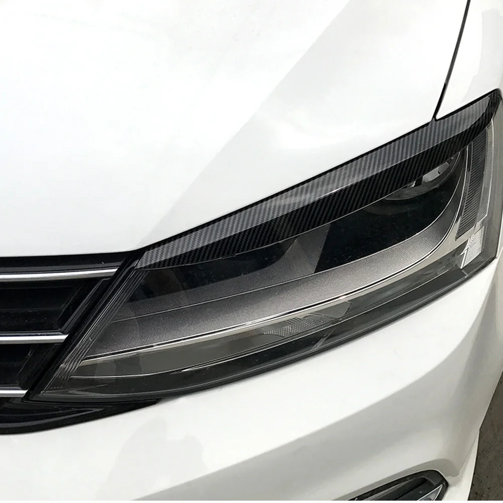 Для Volkswagen VW Jetta MK6 углеродное волокно+ черный глянец автомобильные аксессуары фары лампа Брови Веки Накладка полосы наклейки