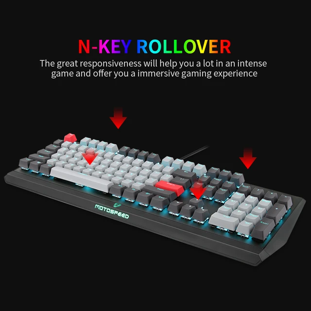 Teclado mecânico 104 teclas Gaming Keyboard para jogos e digitação,  compatível/PC/Laptop - AliExpress