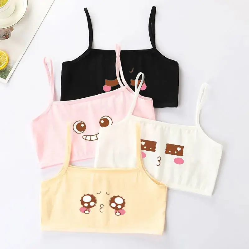 【Happier】Hot Sale Fashion Brafor Girls Breathable 4Pcs/Set Cotton Young Girls Training Bras Kids Vest Teens Teenage Underwears Children Bras For 9 10 11 12 13 14 15 16 Years Old