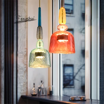

Nordic Macaron LED Glass Pendant Lights Lighting Bedroom Living Room Interior LOFT Modern Pendant Lamp Restaurant Indoor Decor