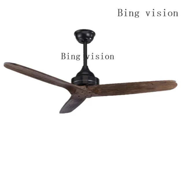 Led 52 Inch Black Vintage Wooden Ceiling Fan Woodremote Control