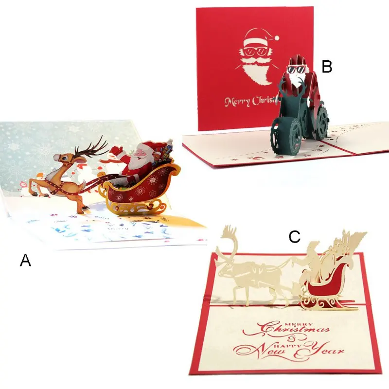  3D Christmas Stereo Greeting Cards Holiday Wish Card Party Invitation Card For 3D Christmas Gift Ca - 4.00031E+12
