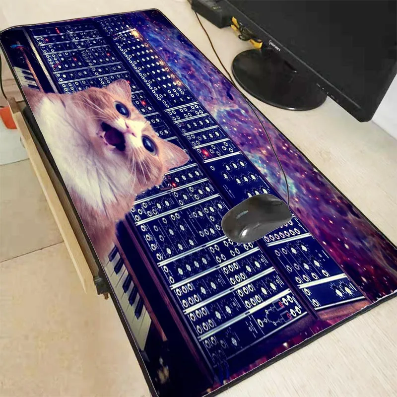  Anime DJ Cat Space Large Speed Gaming Mouse Pad for Gamer Mouse Keyboard Mat Lock Edge Mousepad for