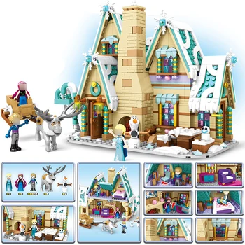 

Snow Queen Elsa Princess Castle Building Blocks Bricks Model Girl Friends Anna Olaf Figures Christmas Gifts