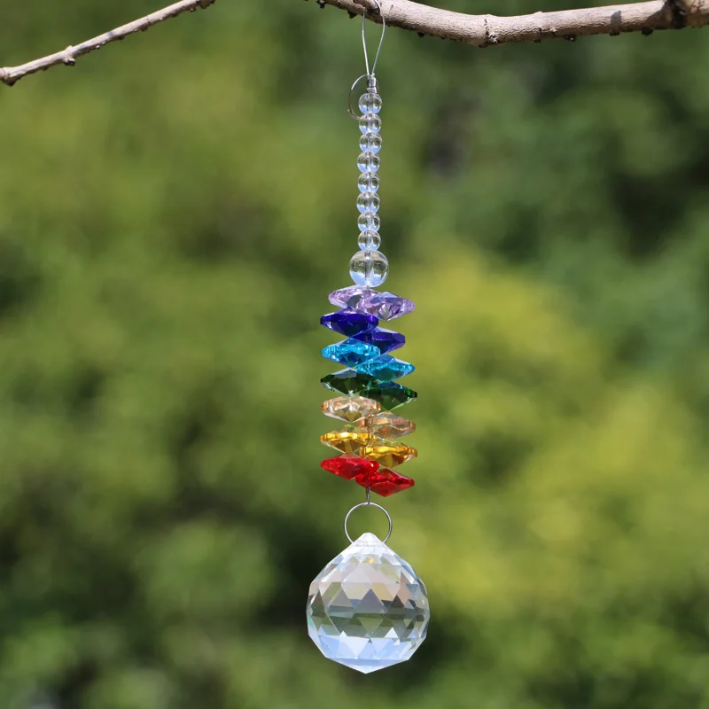 5pcs Crystal Sun Catcher Rainbow Maker Hanging Chandelier Ball Prisms Chakra Suncatcher Garden Home Decoration - Цвет: clear