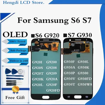 

100% Tested OLED Display For Samsung S6 G920 LCD S7 G930 Display Touch Screen Digitizer Assembly Replacement+Free Tool G920 G930