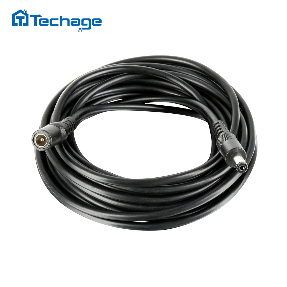 Techage-Cable de extensión para CCTV, Cable de 5 metros, 5,5mm x 2,1mm, enchufe macho para cámara de seguridad CCTV, 5 m/10m, adaptador de fuente de alimentación