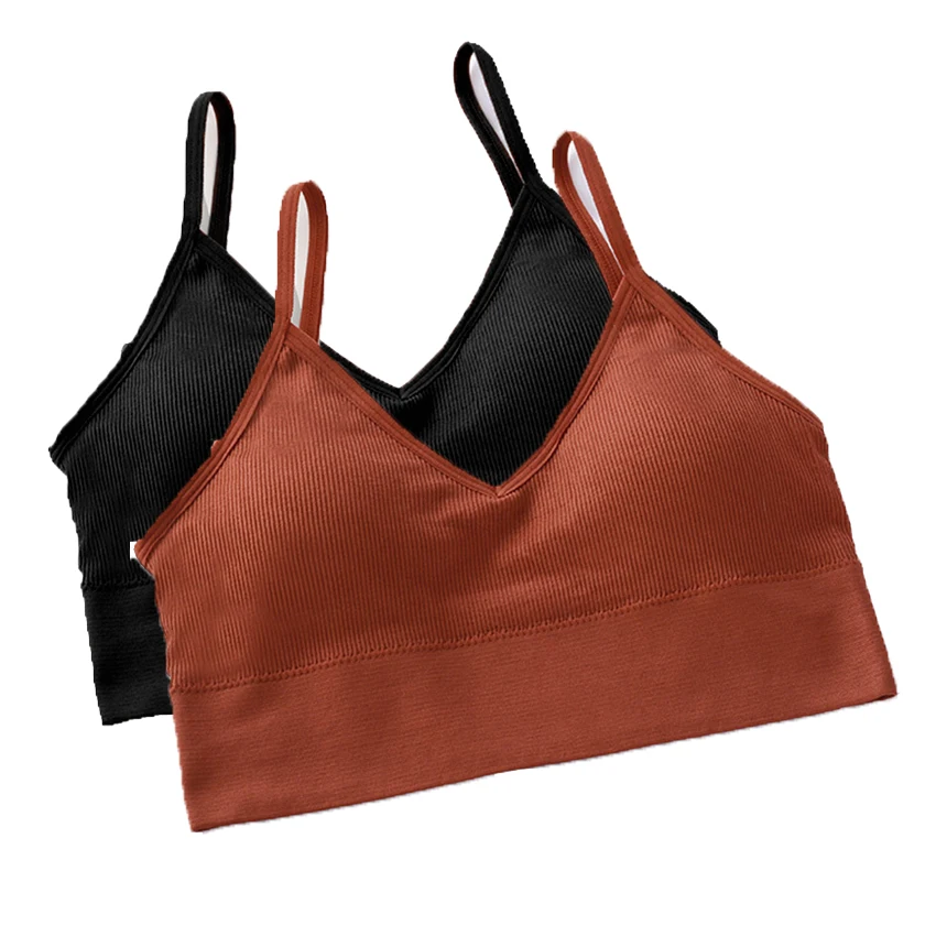 Black Caramel iClosam 2PCS Backless Seamless Bra Sexy Cotton Solid Color Bras For Women Wire Free Bralette Soutien Gorge Beauty Back Lingerie - Цвет: Black Caramel