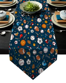 

Football Basketball Design Table Runner Table Flag Home Party Decorative Tablecloth Table Runners for Wedding