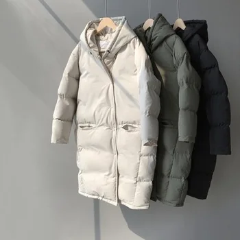 

Women Long Parkas Hood Thick 2019 Winter Women Long Sleeve Pockets Female Casual Solid Elagant Warm Winter Long Coat Oversize
