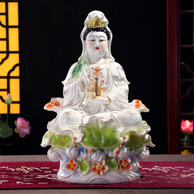 staking Touhou Achternaam Boeddhistische Boeddha Standbeeld Guanyin Standbeeld Keramische Ambachten  Porselein Full Color Zitten Lotus Guanyin Boeddhabeeld Wit Porselein _ -  AliExpress Mobile