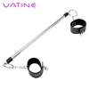 VATINE Stainless Steel Spreader Bar Restraint Bondage Leather Wrist Ankle Cuffs With Lock & Keys For Women Couples 1