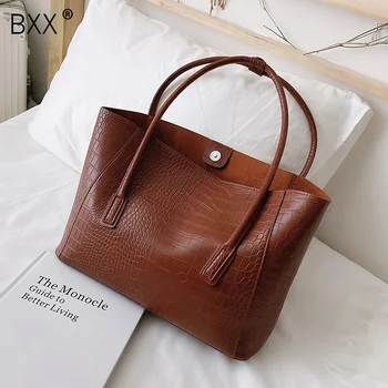 

[BXX] High Capacity PU Leather Bags For Women 2020 Simple Style Solid Color Shoulder Handbags Branded Ladies Travel Bag HO624