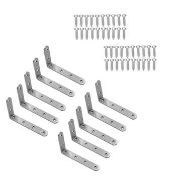 

10PCS Encapsulated Stainless Steel Heavy-Duty L Shaped Gusset Furniture Corner Shelf Shelf Bracket Wall Mount Bracket
