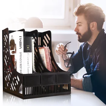 

File Stand Three Sections Stationery Organizer Desk Document Storage Environmental Plastic Magazine Home Economic Holder