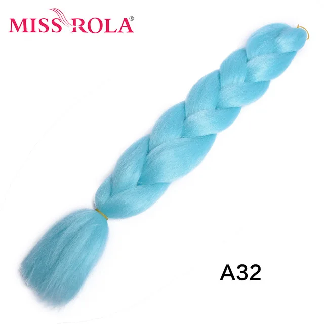 Miss Rola Synthetic Support Wholesale 100g 24 Inch Jumbo BraidsPink Green Yellow High Temperature Fiber Ombre Hair Extensions A32